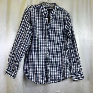 Basic Editions Blue/White Button Up Shirt medium